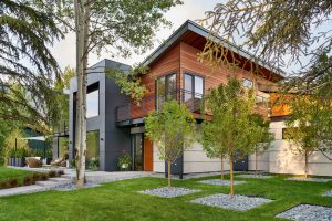 Red Brick Residence Exterior Landscape Side