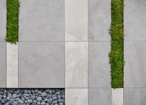 Red Brick Residence Exterior Landscape Stone Detail