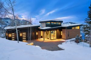 Snowmass Contemporary Front Dusk Exterior