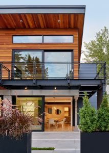 Red Brick Residence Exterior Landscape Dusk