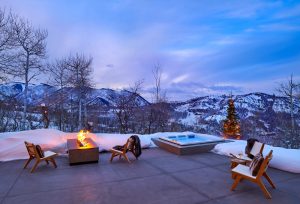 Snowmass Contemporary patio dusk lifestyle